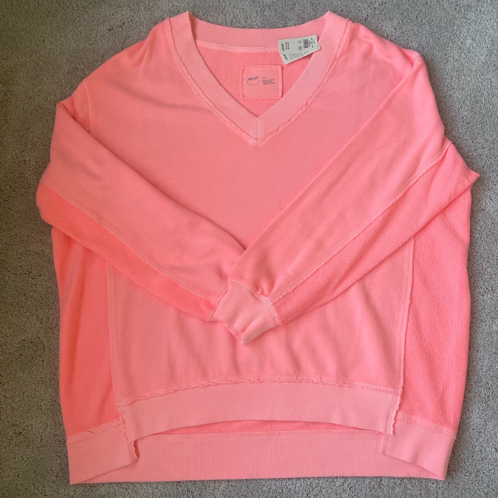 Aerie Pink V-Neck Sweater